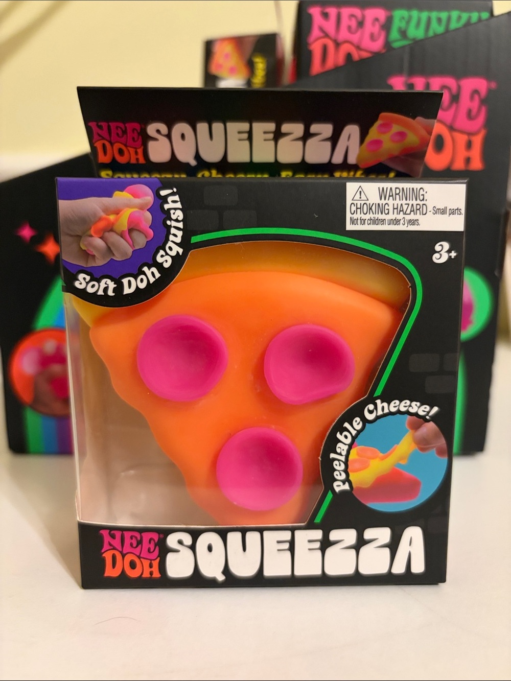 Squeezza Orange Pizza Squishy with Pink Toppings (w/ sticker freebie)